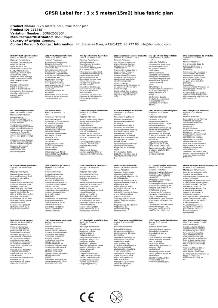 3 x 5 Méter(15m²) kék szövetponyvás-2