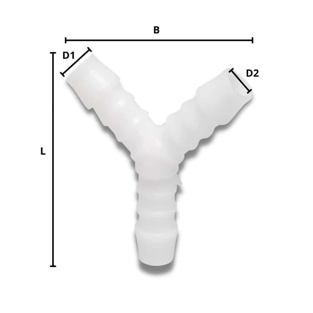 Műanyag tömlőcsatlakozó Y-darab 10 mm-0