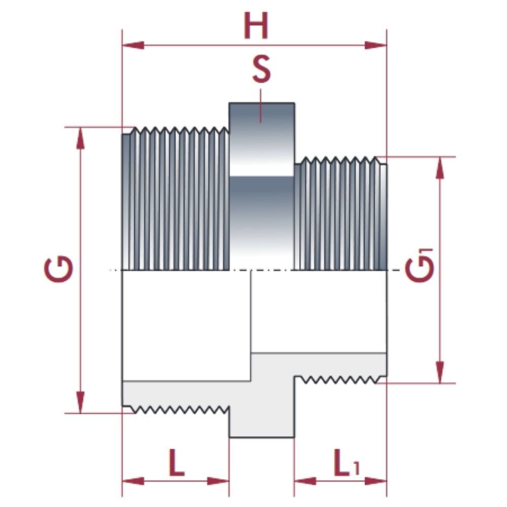 PVC - U redukált kettős csatlakozó AG 3/4" x 1/2"-0