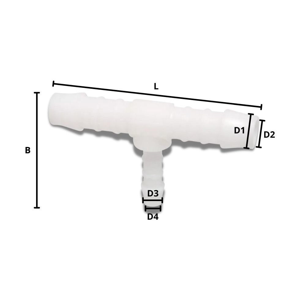 Műanyag tömlőcsatlakozó T-darab csökkentett 12 mm x 6 mm x 12 mm-0