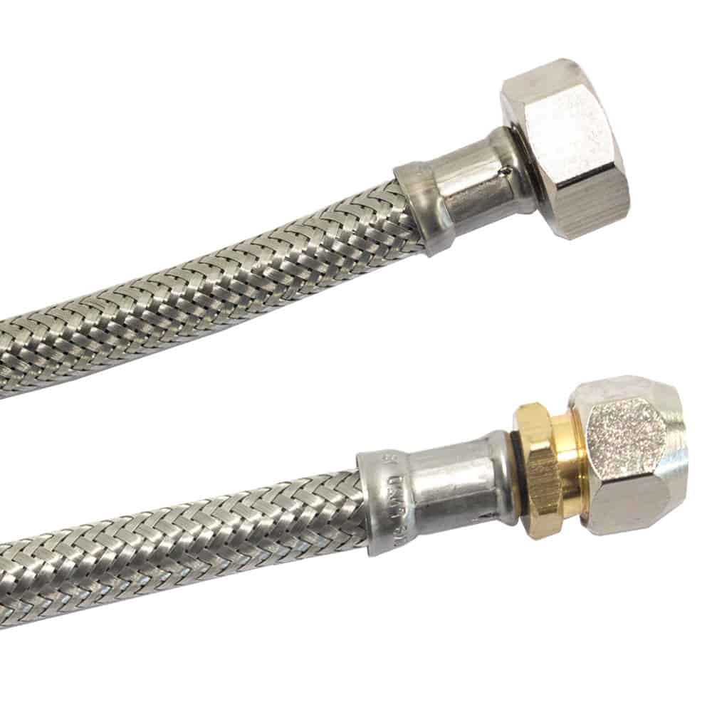 DN8 DVGW páncélcső rozsdamentes acél fonattal 10mm prés x 3/8" ÜM 300 mm