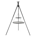 Forgó grill „TIPI“ 210 cm + Kettős rostély 70 cm és 40 cm természetes acélból