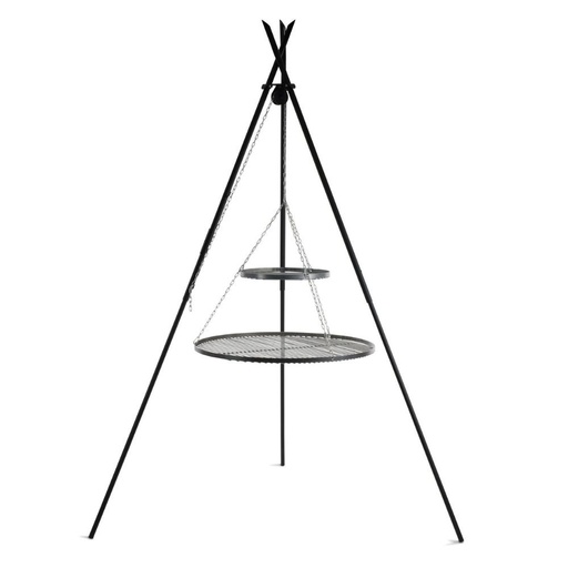 [BONI-C111446] Forgó grill „TIPI“ 210 cm + Kettős rostély 70 cm és 40 cm természetes acélból