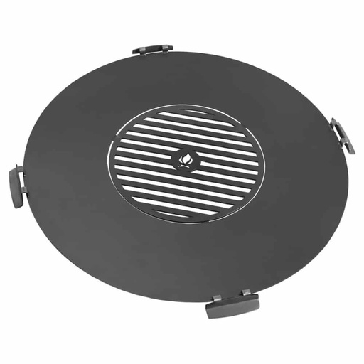 [BONI-C222386] Grilllap természetes acélból tűzrakóhelyhez 78 cm + Grillrács 36 cm és 4 fogantyú