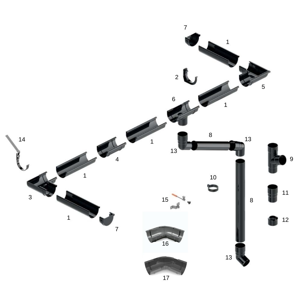 Ereszcsatorna csatlakozó barna Rendszer 125-5