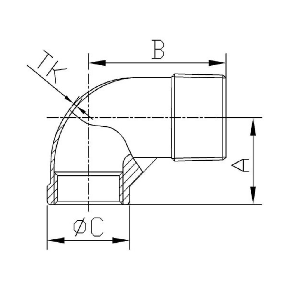 Menetes szerelvény rozsdamentes acél könyök 90° 1 1/2" IG x 1 1/2" AG-1