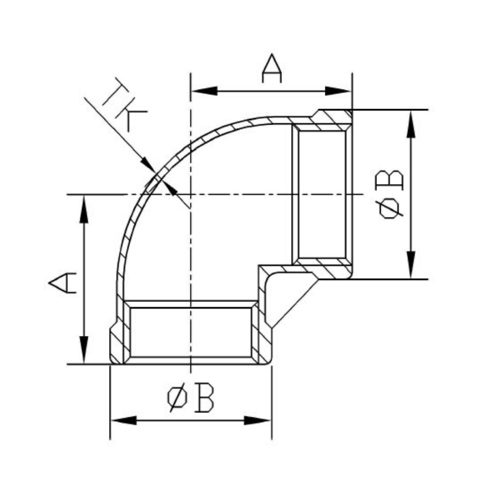 Menetes szerelvény rozsdamentes acél könyök 90° 1/2" BB-1