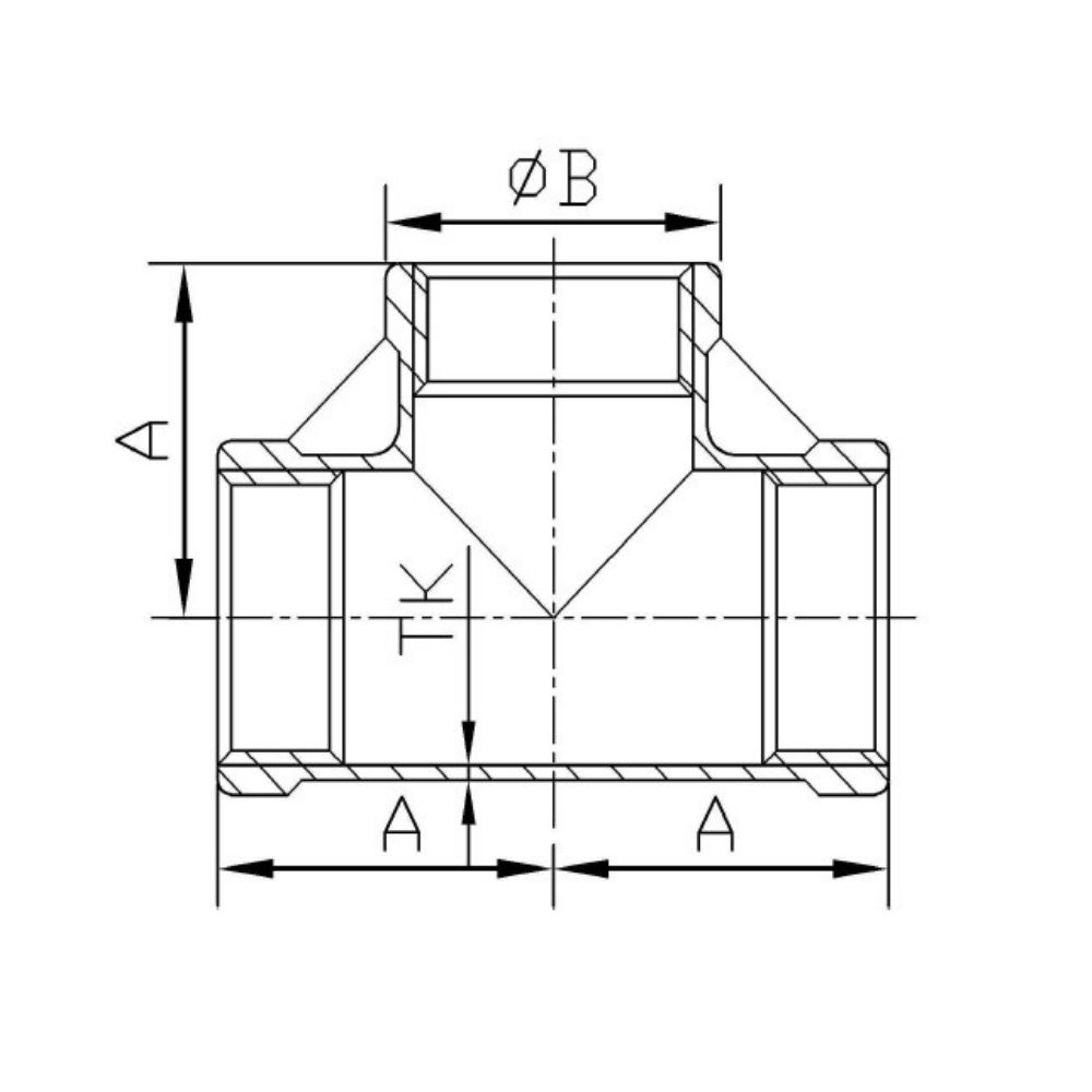 Menetes szerelvény rozsdamentes acél T-darab 90° 1 1/2" BB-1